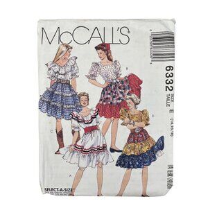 McCalls 6332 Western Top Skirt Petticoat Pattern Squaredance Size14-18 1993 CUT